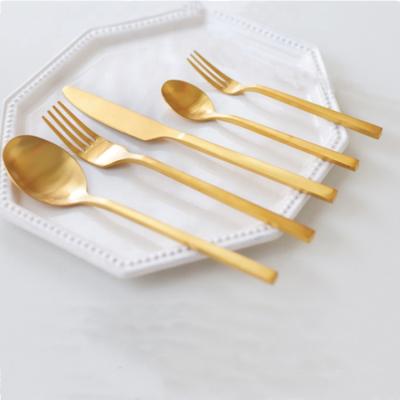 China Matte Gold Dinnerware Set Japan Cotta Disposable Tableware Knives Forks Spoons 304 Stainless Steel Cutlery Set In-stock for sale