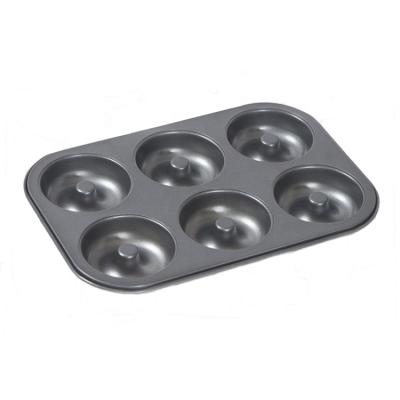 China Amazon Viable Hot-selling Tray Donut Cake Baking Pan Steel Pans 6 Cup Non-Stick Donut Baking Pans for sale