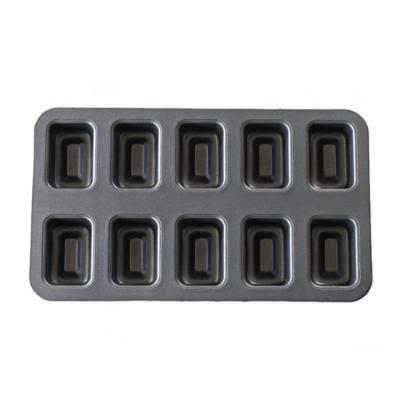 China 10 Cavity Brownie Baking Tray Mold Sustainable Steel Non-Stick Rectangle Cake Baking Pan Bakeware Baking Tools for sale