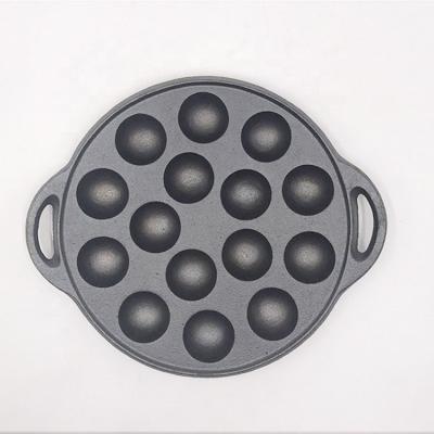 China 15 Holes Two Ears Disposable Cast Iron Octopus Nonstick Ball Takoyaki Pan Japanese Food Cookie Pan for sale