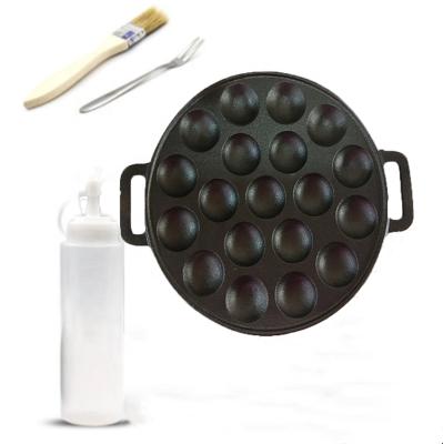 China Disposable 19 Hole Cast Iron Octopus Meatball Takoyaki Pan Set Octopus Pan in Cookware Set for sale