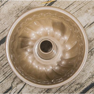 China Viable Food Grade Gold and Black Pumpkin Shaped Bundt Pan Fluted Tube Cake Pan Angel Food 8 Inch Non-Stick Cake Pan Cloth for sale