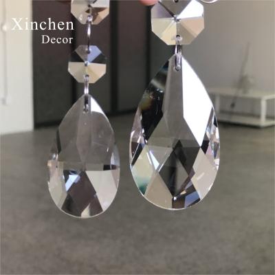 China Europe Crystal Chandelier Parts Teardrop Prisms Pendants with Octagon Beads Chain for Wedding Decoration for sale