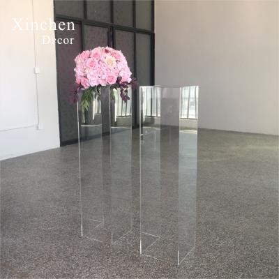 China XC-S199C Wholesale Customized Luxury Clear Rectangle Acrylic Flower Stand For Wedding Decoration for sale