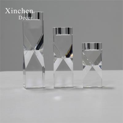 China Luxury 3 Pieces Luxury Set Cut Crystal Tealight Pillar Votive Candle Holder For Home Decor for sale