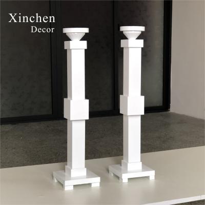 China Luxury New Design Single Tall White Crystal Candle Stands For Wedding Party Decoration for sale