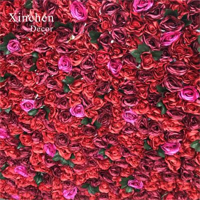 China Wholesale Abundant Red Rose Artificial Flowers Wall Wedding Decor Backdrop For Wedding Decoration for sale