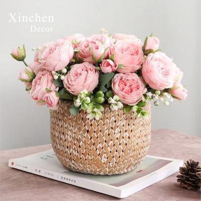 China Wholesale Abundant Customized Wedding Decoration Home Decor Artificial Peony Flower Bouquet for sale