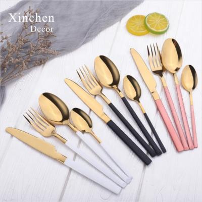 China Viable Wholesale Creative Handle Stainless Steel Cutlery Set Good Quality Spoon Knife Fork Set for sale