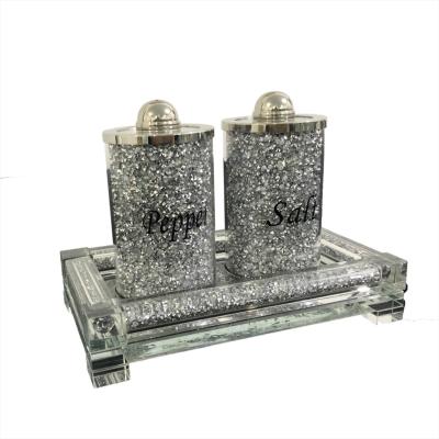 China Freshness preservation china manufacturer best selling silver canister set,crystal glass salt pepper canister set for sale