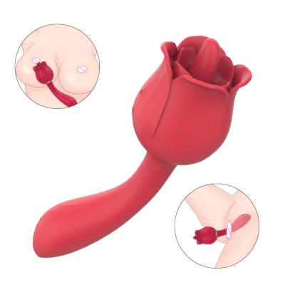 China High Quality Waterproof Female Silicone Rose Tongue Vibrator G Spot Sex Toys For Woman Rose Vibrator Sex Adult Products for sale