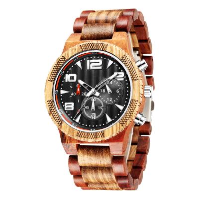 China Day/Date Custom Wooden Private Label Watches Quartz Wristwatch Elegance Mens Analog Watches for sale