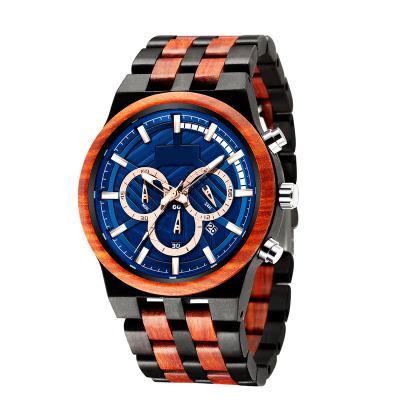 China New fashion automatic trend date wristwatch quartz multifunctional custom made wooden watch for men for sale