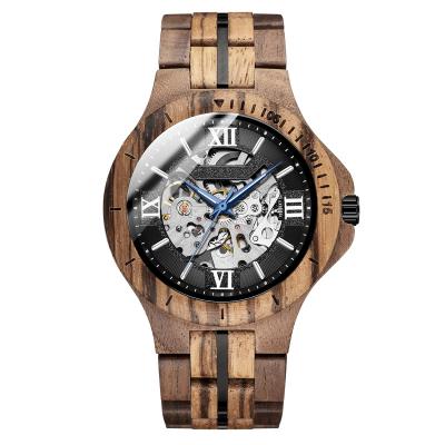 China New Automatic Multifunctional Daily Watch Water Proof Date KUNHUANG 2022 Wooden Men Watch Mechanical Watch for sale