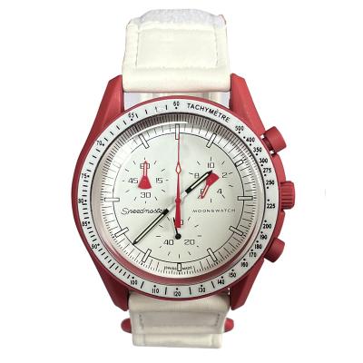 China Red Color Automatic Date Watch Leisure Sports Wristwatch Men Plastic Women Moon Quartz Watch for sale