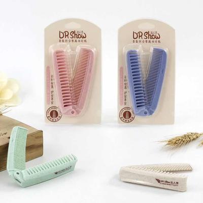 China Fashion factory wholesale wheat degradation portable multifunctional folding comb mini for sale