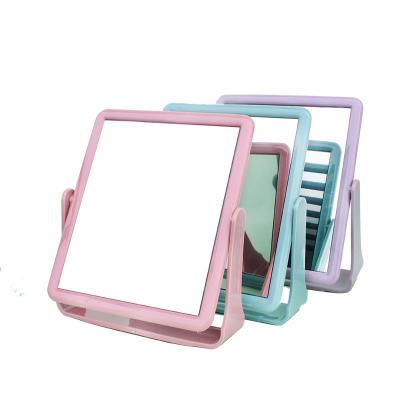 China Customized manufacturers wholesale household cheap daily colorful plastic frame square round to double-sided cosmetic mirror for sale