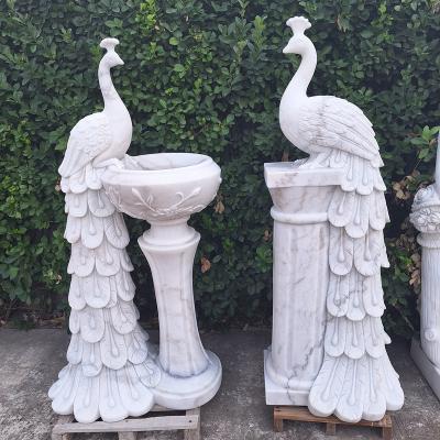 China Marble Traditional Planter Garden Decoration Outdoor Shape Peacock Flower Pot for sale