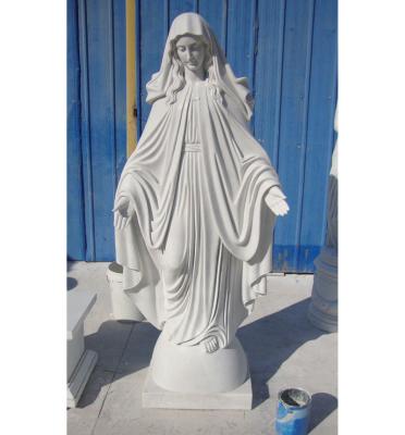 China Customized Traditional Life Size Natural White Virgin Mary Religious Sculpture Stone Marble Mother Statue for sale