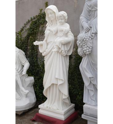 China Life Size Virgin Mary And Baby Jesus Marble Sculpture Statue Traditional Religious Sculpture for sale