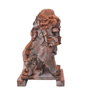 China Traditional Outdoor Decorative Hand Carving Lion Statue Marble Sculpture Animal for sale