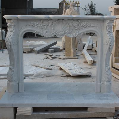 China Simple style high quality antique with flowers Art Craft Marble Fireplace for sale