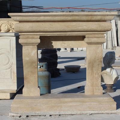 China Simple Antique Hand Carved Antique Style Decoration Stone Marble Fireplace for sale