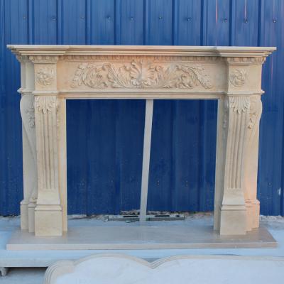 China Flower Pattern Style Decoration Stone Marble Antique Delicate Single Fireplace for sale