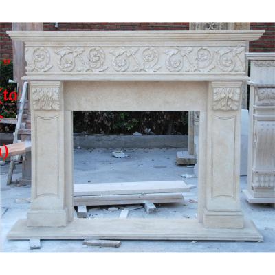 China Antique Flower Pattern Simple Stone Decoration Western Marble Fireplace for sale