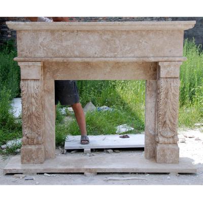 China Antique Antique Style Simple Patterns Stone Hand Carved Marble Fireplace for sale