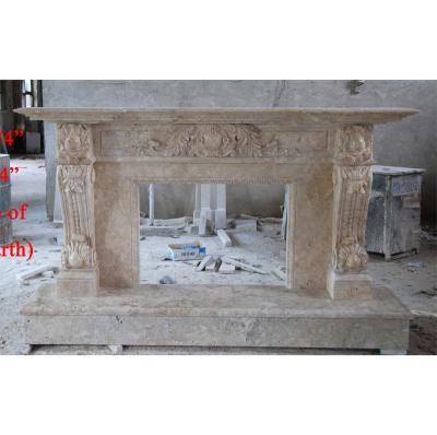 China Antique European Style Simple Patterns Hand Carved Marble Fireplace for sale