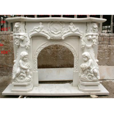 China Antique Western Style Decoration Stone Figures Marble Fireplace for sale