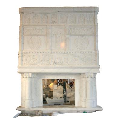 China Exquisite Antique High Height Indoor Decoration Models Marble Fireplace for sale