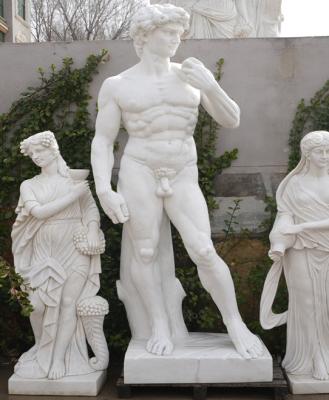 China Life Size White Marble Bare Marble Large David Sculpture Stone Carving Traditional Garden Decoration Man Statue for sale