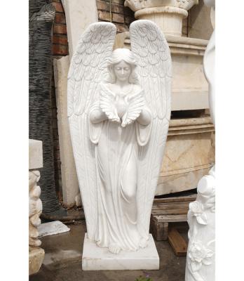 China Traditional Stone Outdoor Life Size Natural White Marble Corner Prayer Statue for sale