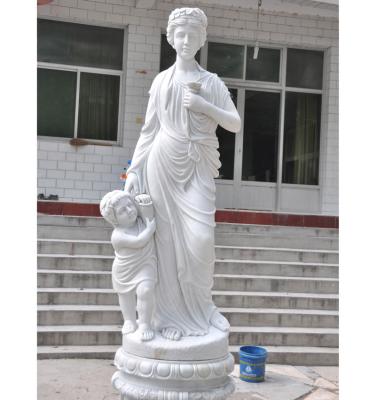 China Traditional Customized Life Size Hand Carved Marble Lady Woman Mother And Child Sculpture Statue for sale