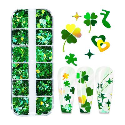 China Thousand Choices Offered Box Irish Festival Collection Sequins St. Patrick's Day Sequins Clover Green Sequins for Nails Accesories for sale