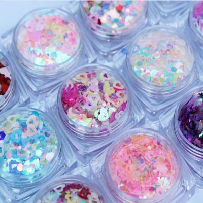 China Wedding Valentines Party Home Decoration UV Nail Gel Glitter 50G Valentine's Day Shape Mixes for Nail Art Durable Paper Material for sale