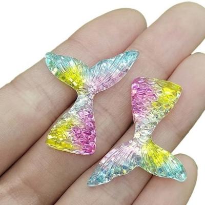 China ployester Resin Glitter Mermaid Sea Shall and Glitter Sequin Mermaid Tail Resin Flat Back DIY Clip Thin Resin Crafts for sale