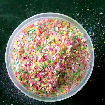 China Chunky Mixed Glitter Hexagon Mixed Chunky Glitter Mixes Eco-friendly Resistant Solvent Polyester Pearl Iridescent for sale