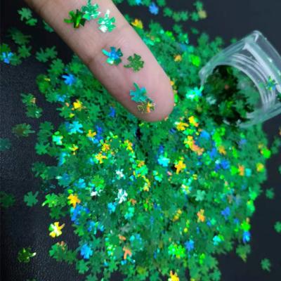 China Print Method 1 color and Excellent Nail Art Effect for Saint Patrick Day Four Leaf Clover Glitter Shape for sale