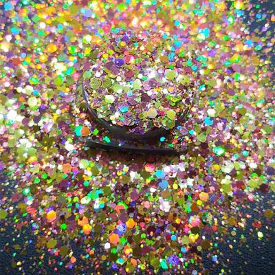 China Polyester Body Glitter Gel Holographic Gold Chunky Glitter for a Fashionable Look for sale