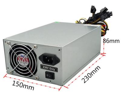 China 4U 2400W ATX Power Supply Standard Desktop 89+ High Efficiency For 6-10GPU Graphics Card 2000W 2200W 2400W for sale