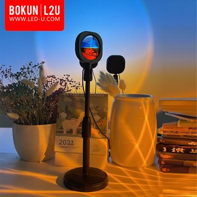 China Beautiful Light BOKUN Amazon Dropshipping USB Powered Modern Night Light Coastline Table Light Sunset Lamp Spotlight for sale