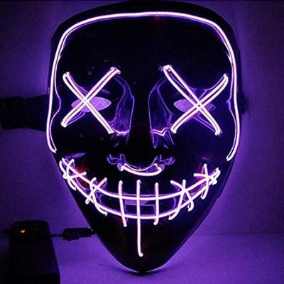 China PP Plastic BOKUN Dropship Glowing Scary Glowing Led Mask Voice Control Glowing Led Mask For Party for sale