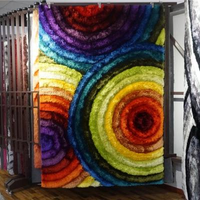 China Stain Resistant Rainbow Color Luxury Soft Silk Carpet 150D Shaggy 3D Rugs for sale