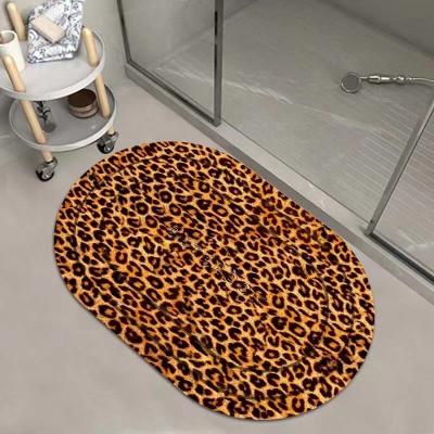 China Amazon Success Household Bathroom Shower Mat Safety Leopard Grain Design Soft Sustainable Toilet Mats for sale