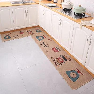 China Anti Fatigue Washable Custom Printing Mat Linen Rubber Foot Mat Oil Absorption Kitchen Floor for sale