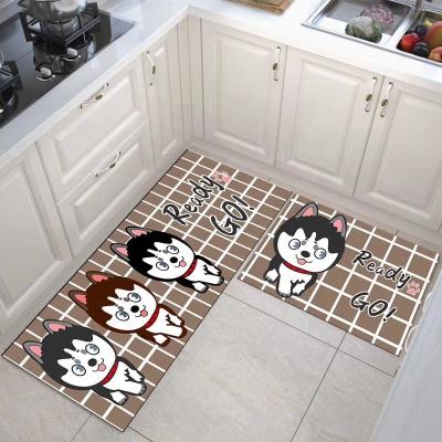 China Washable Waterproof Custom Printed Vinyl PVC Indoor Kitchen Cover Floor Mats Kitchen Mat for sale