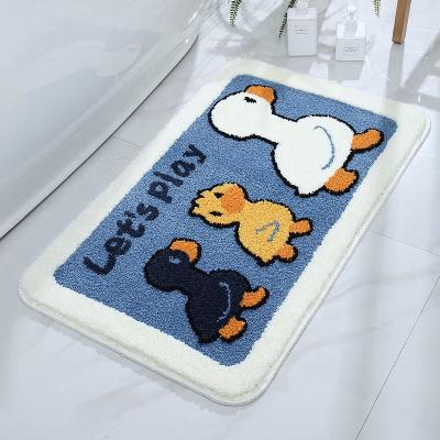 China Lovely Small Cartoon Duck Shower Room Bathroom Water Absorption Mat Non-slip Ground Door Mat Washable for sale